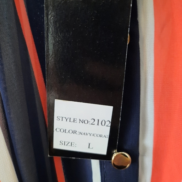 QED London Size L Button Down Sleeveless High-Low Striped Sheer Midi Dress NWT - Picture 4 of 10